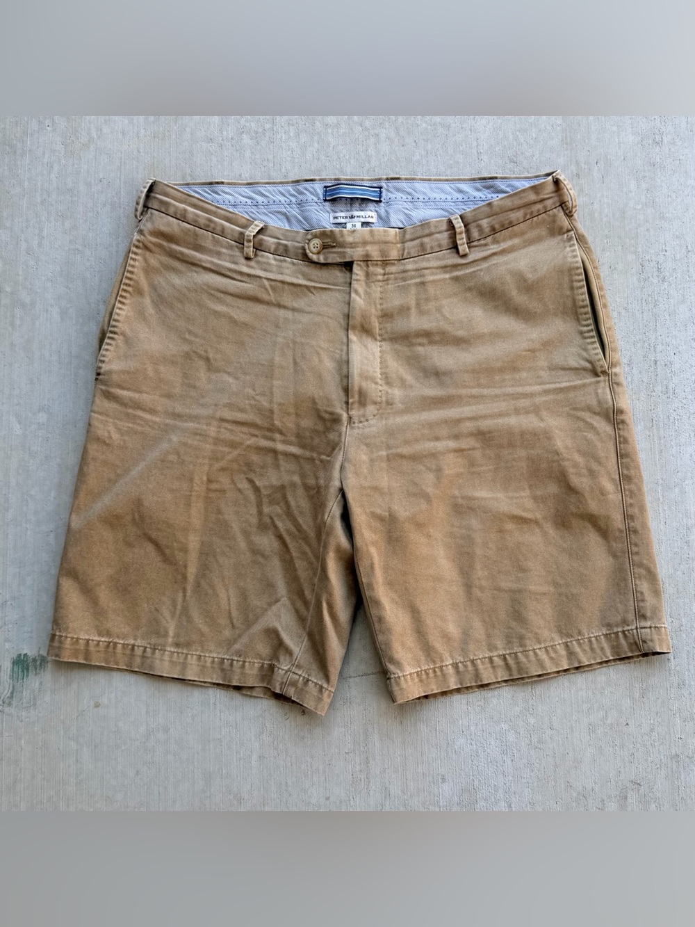 Peter Millar Chino Shorts Men Size 36 Brown Cotton 9” Inseam